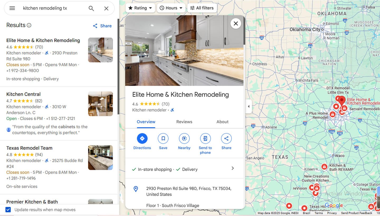 Get More Leads in 2025: Master Google Business Profile for Home Remodeling Companies 2 Example of a fully optimized Google Business Profile for remodeling companies